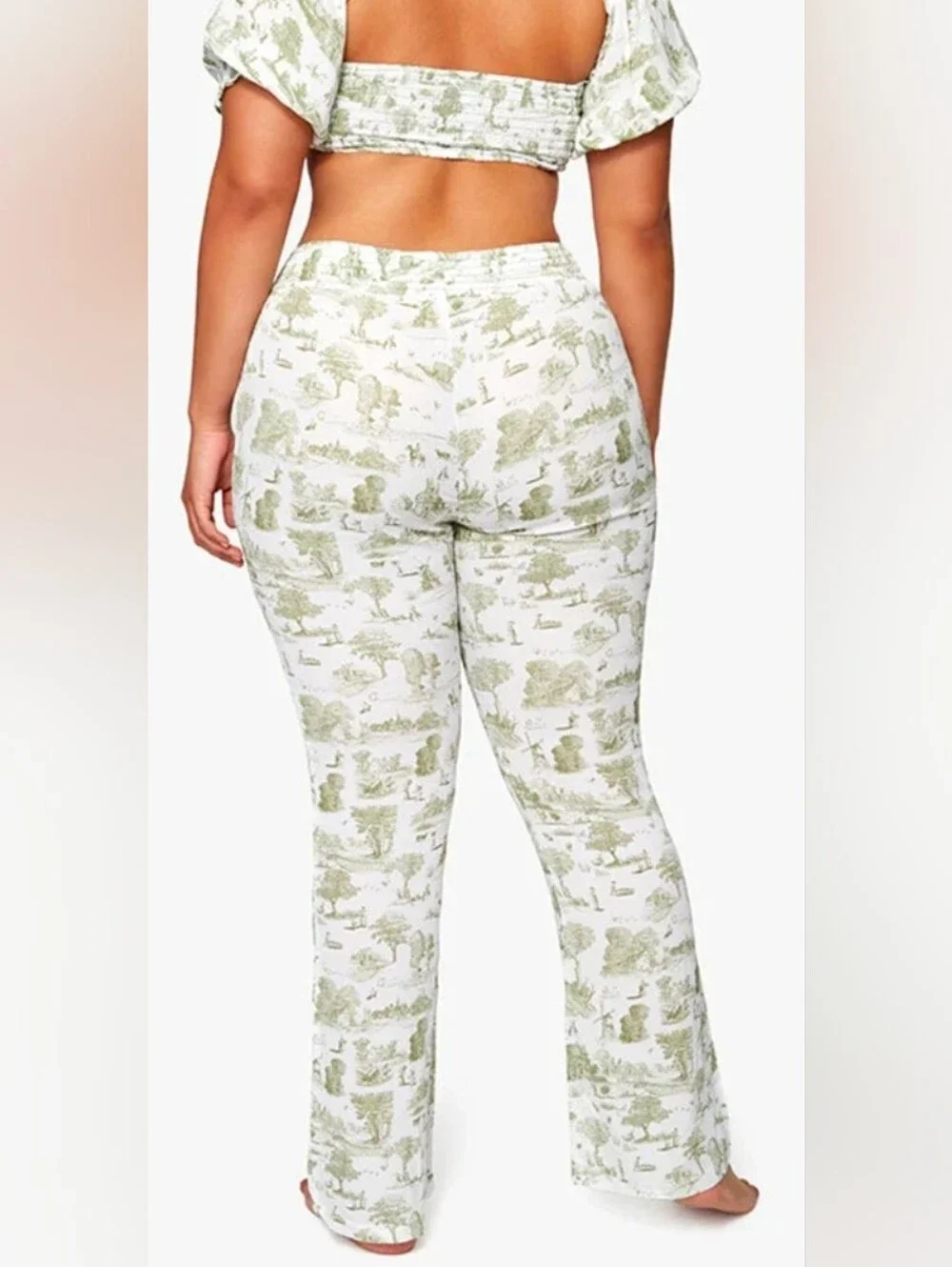 WeWoreWhat Smocked Vintage Toile Flare Pants - Picture 4 of 6